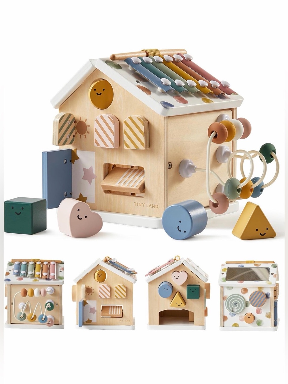Pastel Wooden Activity House - Educational Toy in Multicolor Pastels